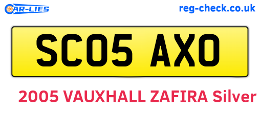 SC05AXO are the vehicle registration plates.