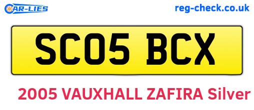 SC05BCX are the vehicle registration plates.