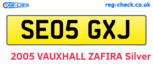 SE05GXJ are the vehicle registration plates.