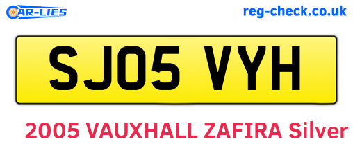 SJ05VYH are the vehicle registration plates.