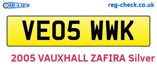VE05WWK are the vehicle registration plates.