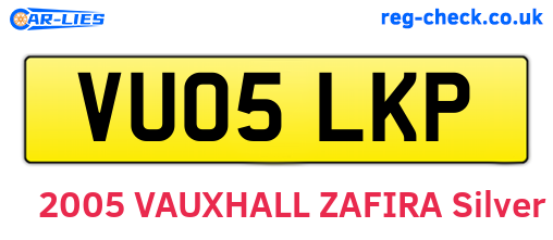 VU05LKP are the vehicle registration plates.
