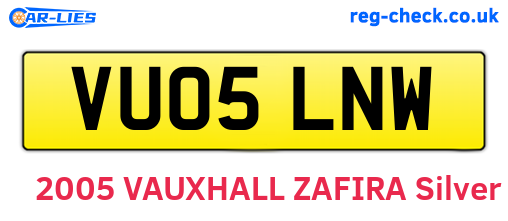 VU05LNW are the vehicle registration plates.
