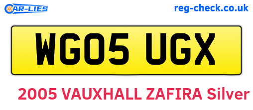 WG05UGX are the vehicle registration plates.