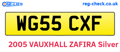 WG55CXF are the vehicle registration plates.