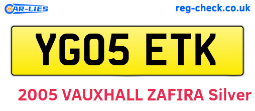 YG05ETK are the vehicle registration plates.