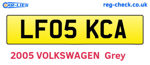 LF05KCA are the vehicle registration plates.