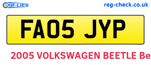 FA05JYP are the vehicle registration plates.