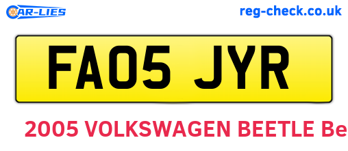 FA05JYR are the vehicle registration plates.