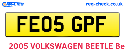 FE05GPF are the vehicle registration plates.
