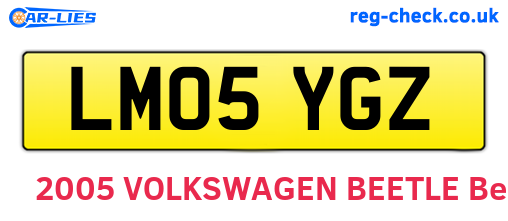 LM05YGZ are the vehicle registration plates.