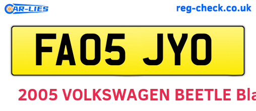 FA05JYO are the vehicle registration plates.