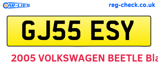 GJ55ESY are the vehicle registration plates.