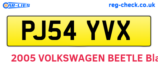 PJ54YVX are the vehicle registration plates.