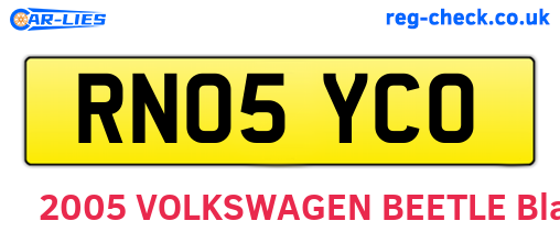 RN05YCO are the vehicle registration plates.
