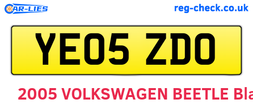 YE05ZDO are the vehicle registration plates.