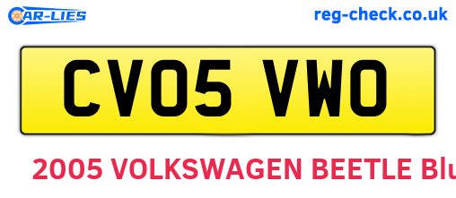 CV05VWO are the vehicle registration plates.