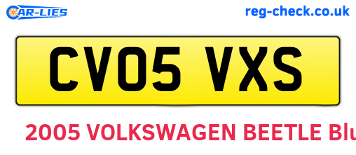 CV05VXS are the vehicle registration plates.