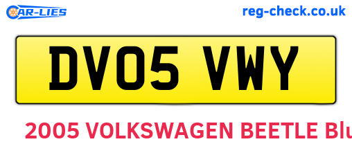 DV05VWY are the vehicle registration plates.