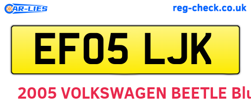 EF05LJK are the vehicle registration plates.