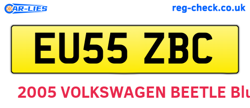 EU55ZBC are the vehicle registration plates.