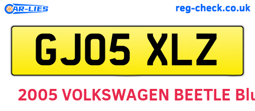 GJ05XLZ are the vehicle registration plates.