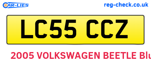 LC55CCZ are the vehicle registration plates.