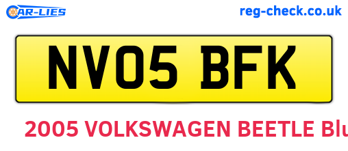 NV05BFK are the vehicle registration plates.