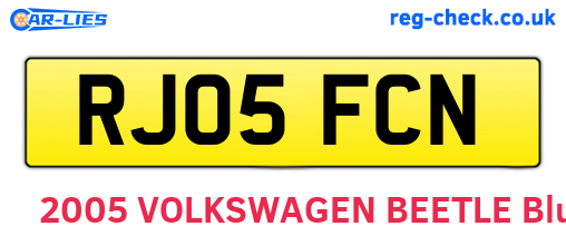 RJ05FCN are the vehicle registration plates.