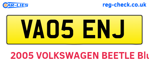 VA05ENJ are the vehicle registration plates.