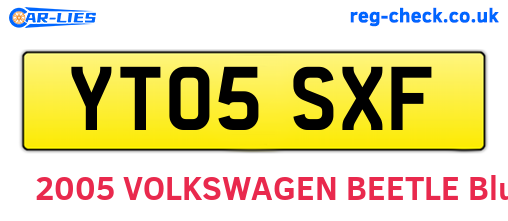 YT05SXF are the vehicle registration plates.
