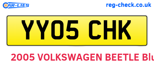 YY05CHK are the vehicle registration plates.