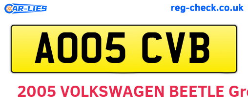 AO05CVB are the vehicle registration plates.