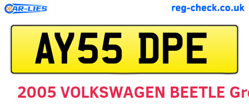 AY55DPE are the vehicle registration plates.