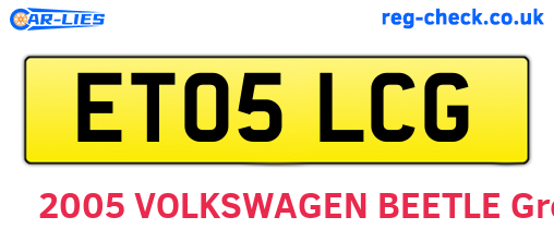 ET05LCG are the vehicle registration plates.