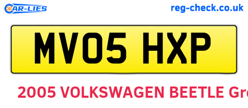 MV05HXP are the vehicle registration plates.