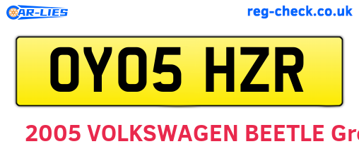 OY05HZR are the vehicle registration plates.