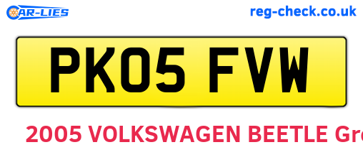 PK05FVW are the vehicle registration plates.
