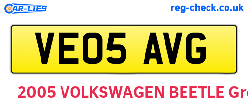 VE05AVG are the vehicle registration plates.