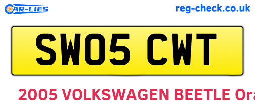 SW05CWT are the vehicle registration plates.