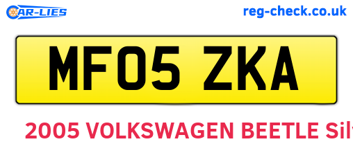 MF05ZKA are the vehicle registration plates.