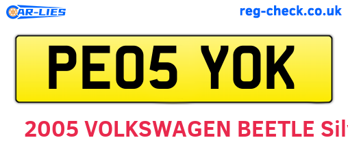 PE05YOK are the vehicle registration plates.