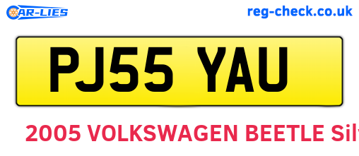 PJ55YAU are the vehicle registration plates.