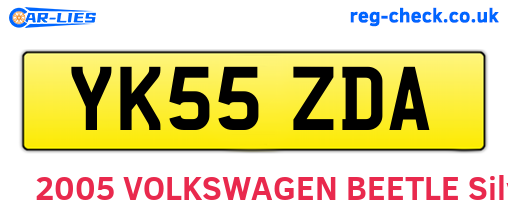 YK55ZDA are the vehicle registration plates.