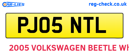 PJ05NTL are the vehicle registration plates.
