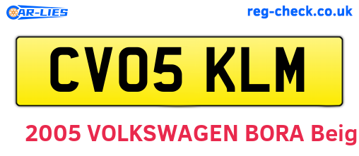 CV05KLM are the vehicle registration plates.