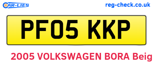 PF05KKP are the vehicle registration plates.