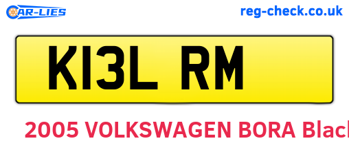 K13LRM are the vehicle registration plates.