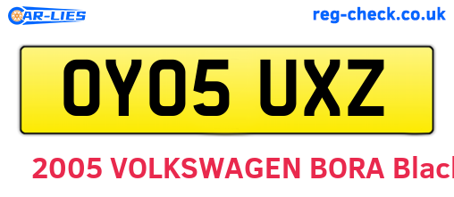 OY05UXZ are the vehicle registration plates.