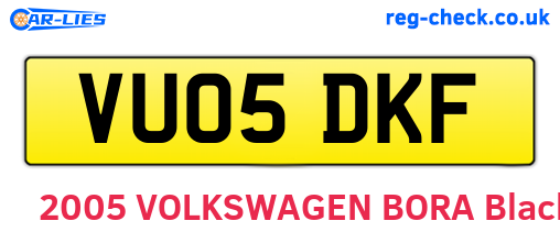 VU05DKF are the vehicle registration plates.